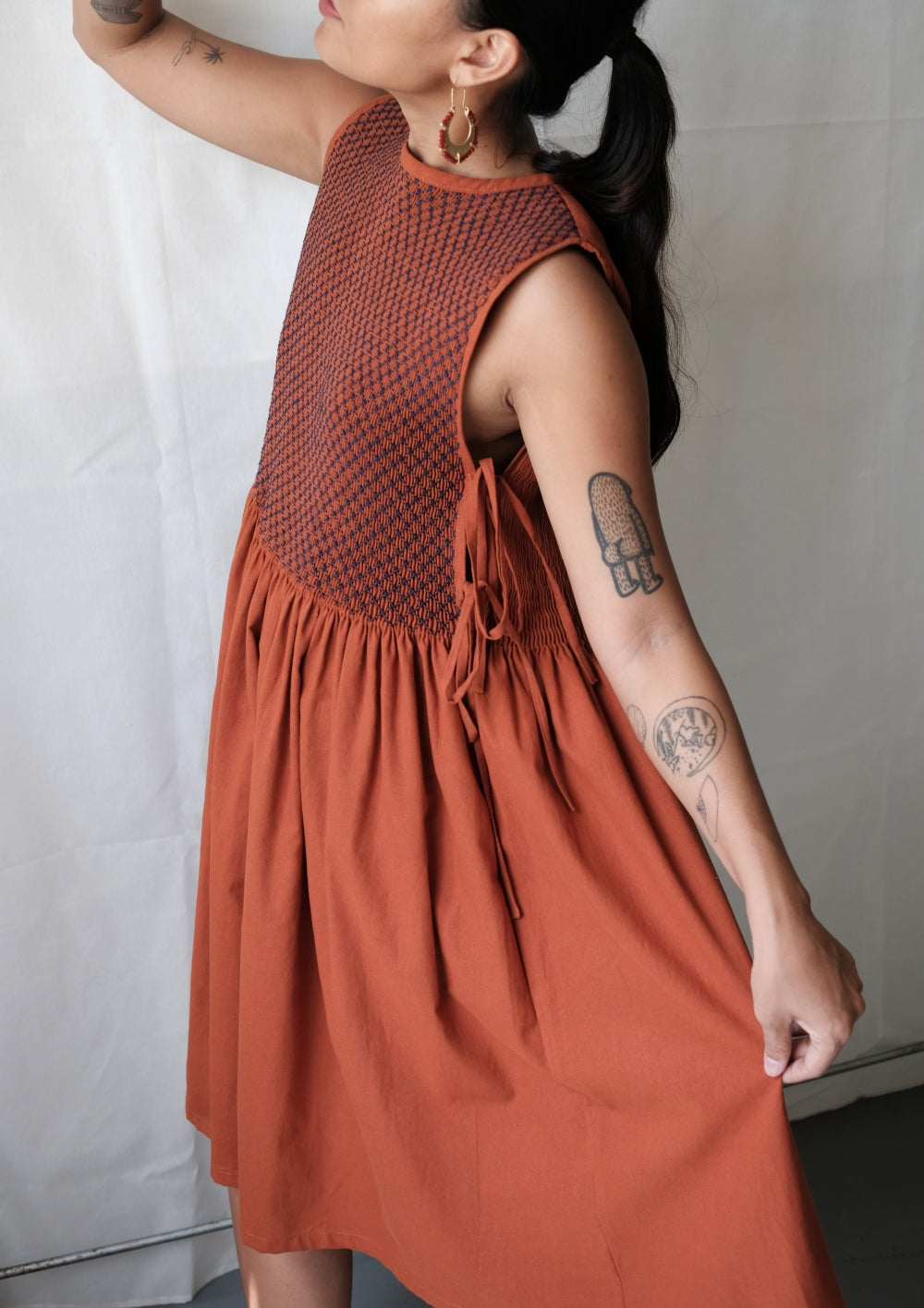 verena bib dress - rust