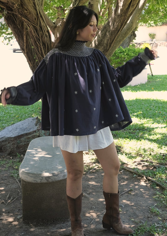 bea blouse deluxe - navy blue