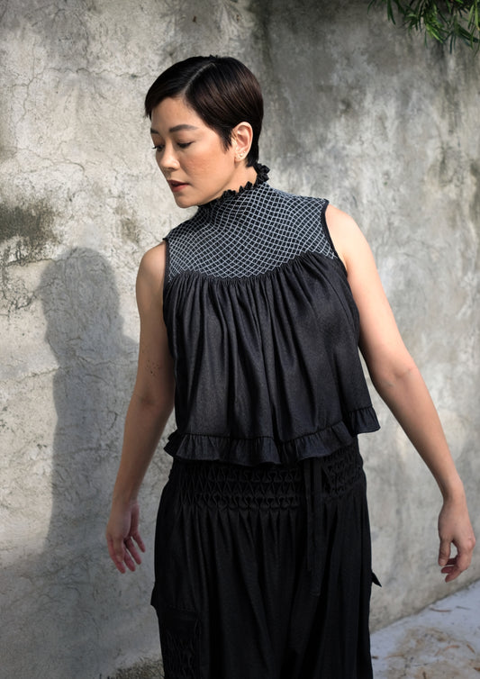 blaire top - black chambray