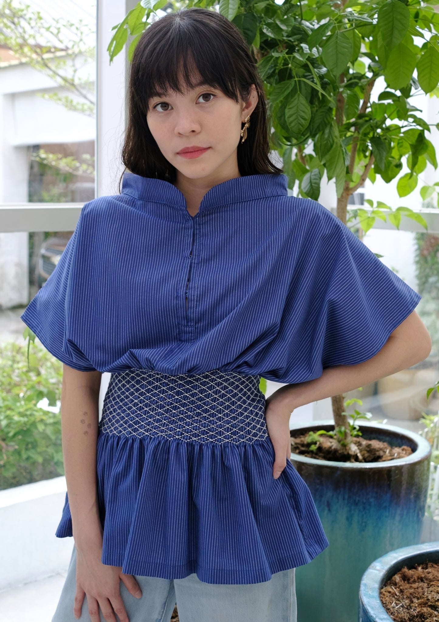 mira blouse - blue stripes