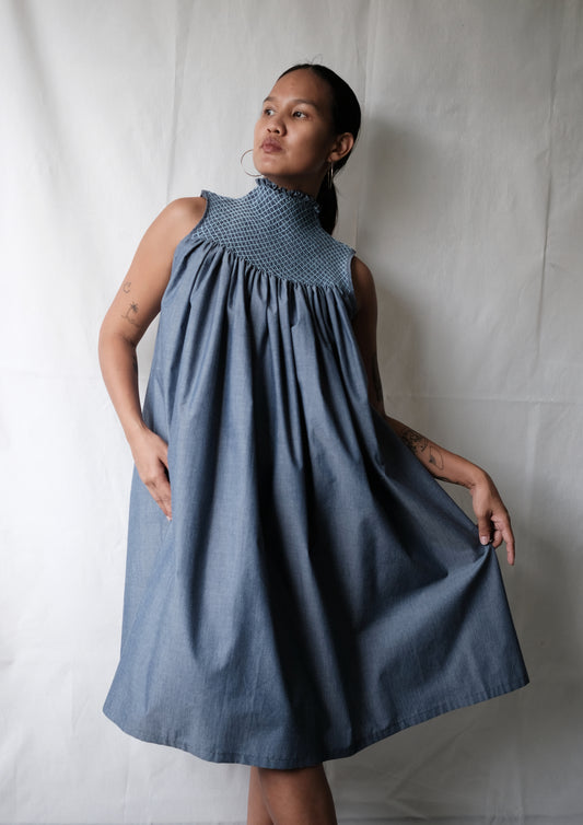 bea turtleneck dress - denim