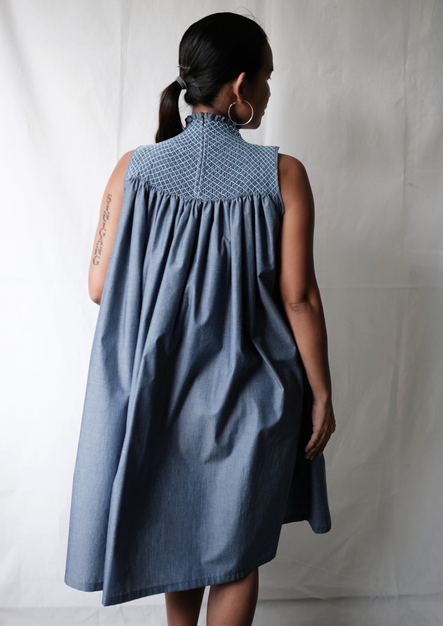 bea turtleneck dress - denim