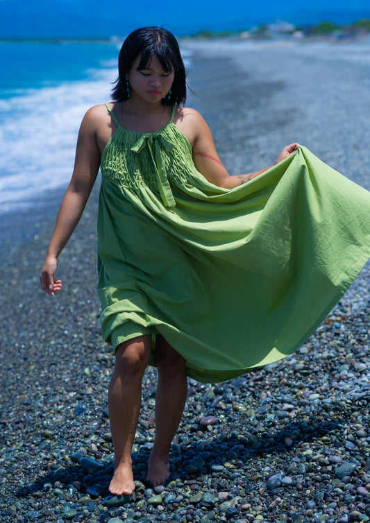 roxy long halter dress - avocado