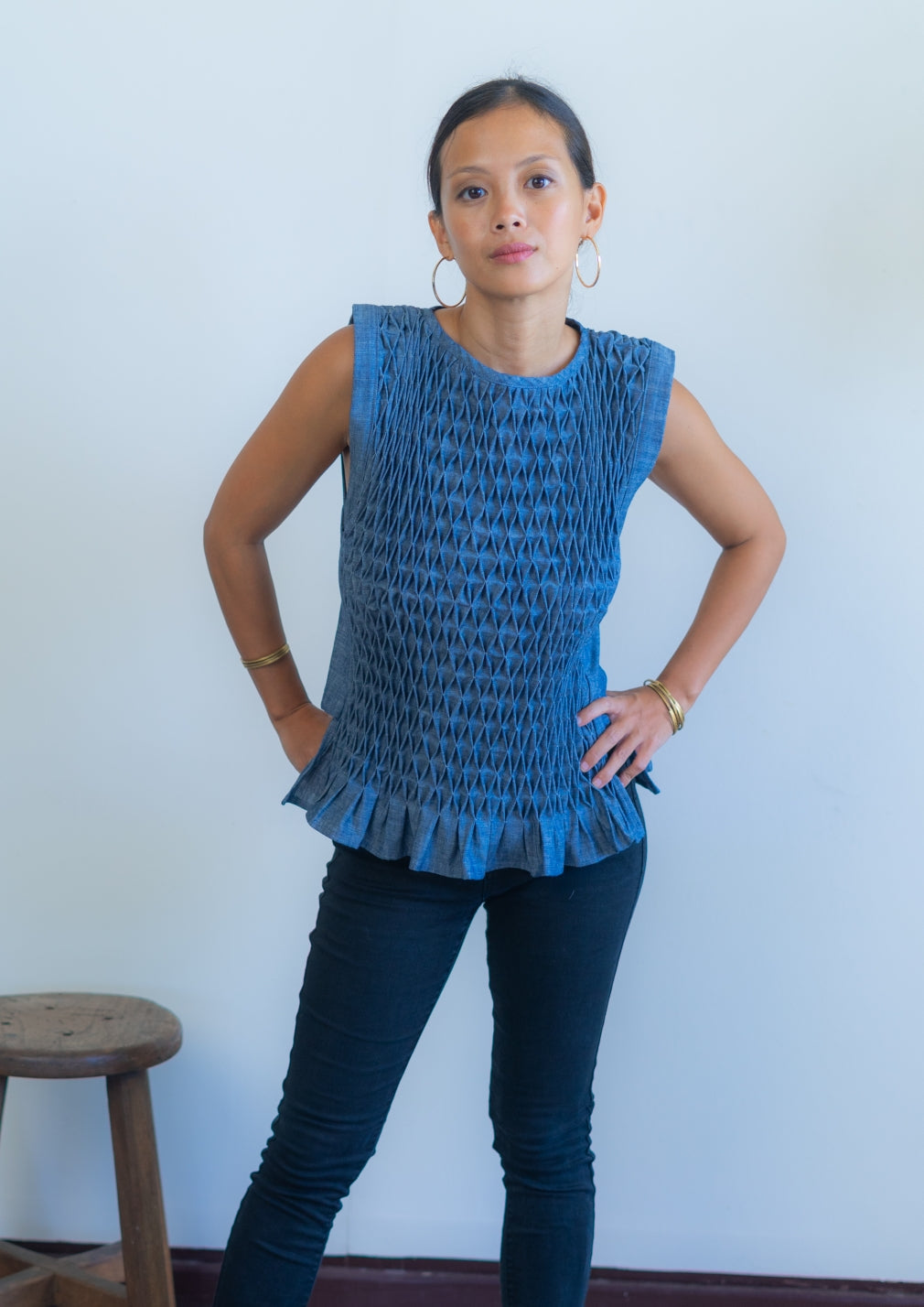 meili top - denim chambray