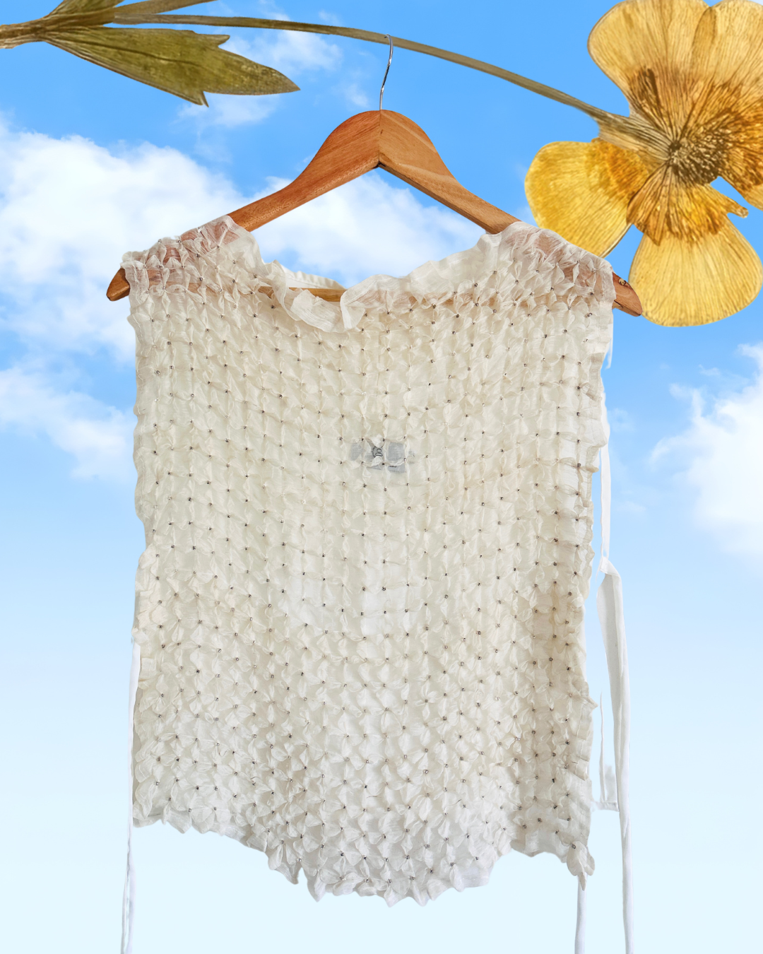 hardin bib - piña silk and white satin
