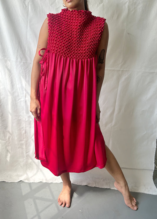 bloom bib dress - red