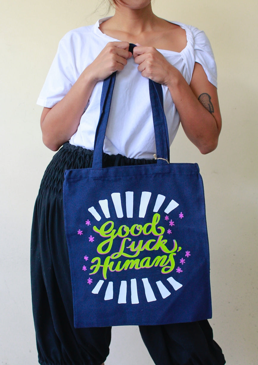 good luck, humans tote - navy blue