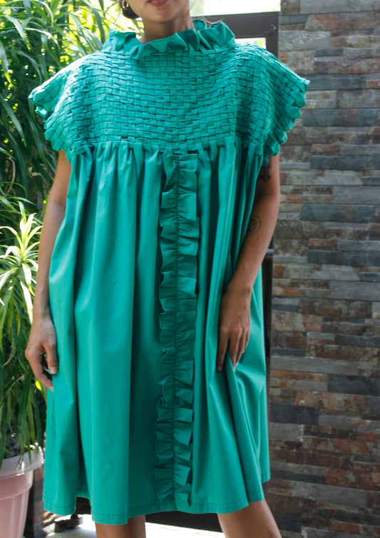 weave dress - green