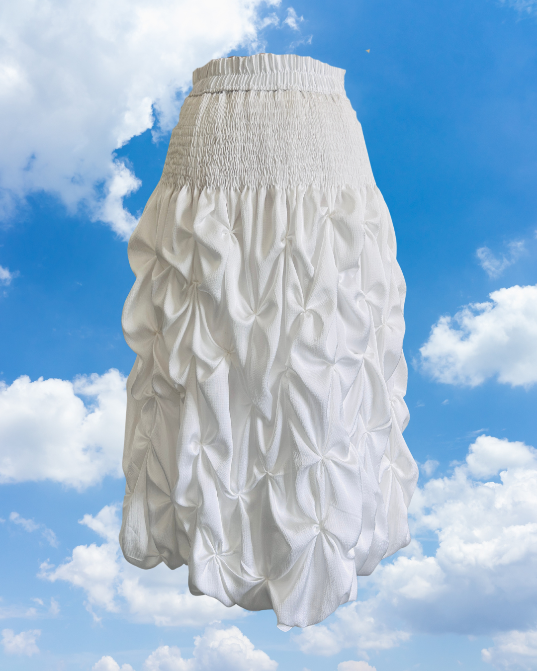 pucker skirt - midi, white