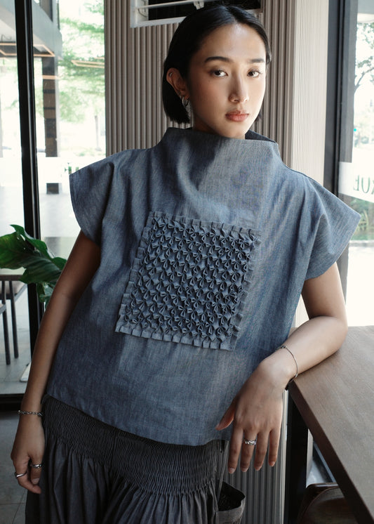 mithi blouse - blue chambray
