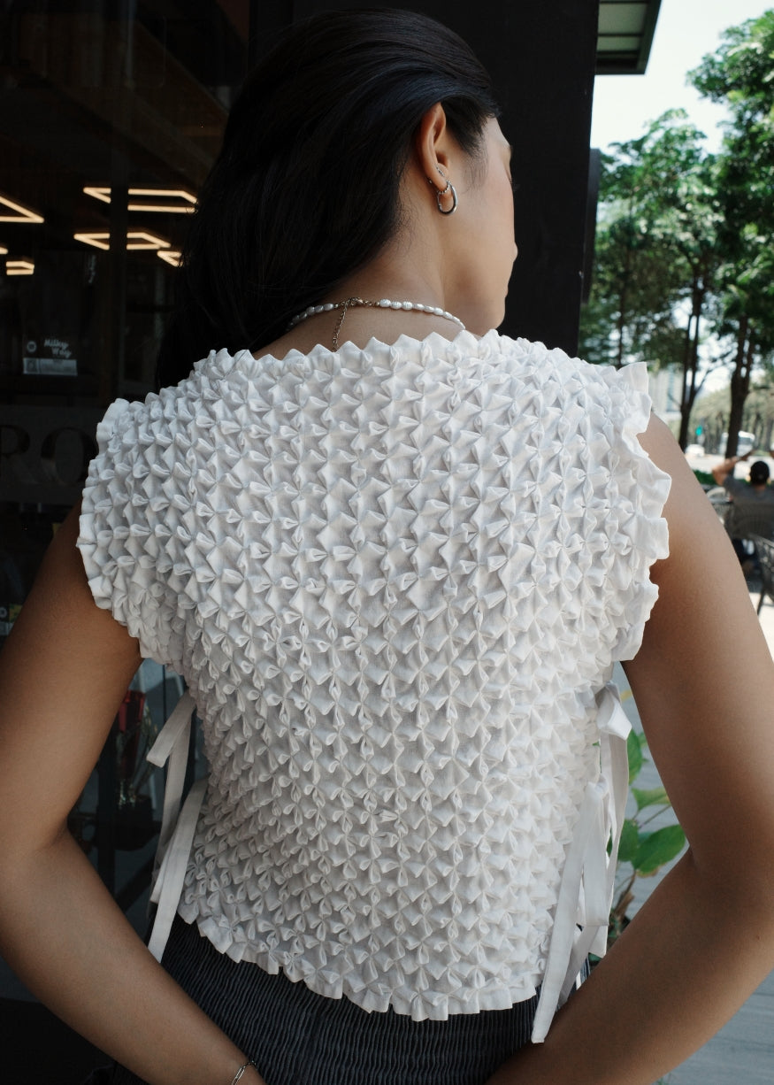 bloom kimona bib - white