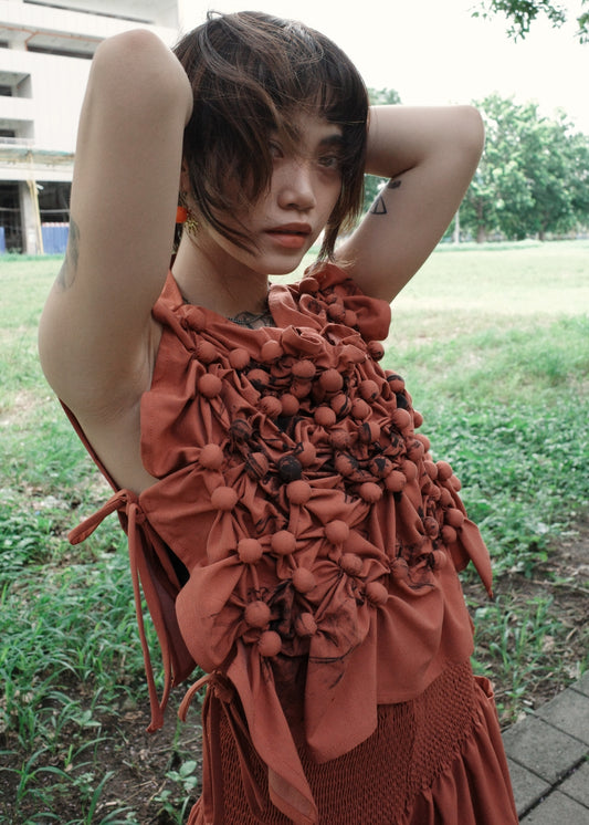 bubble bib top - soft maong rust