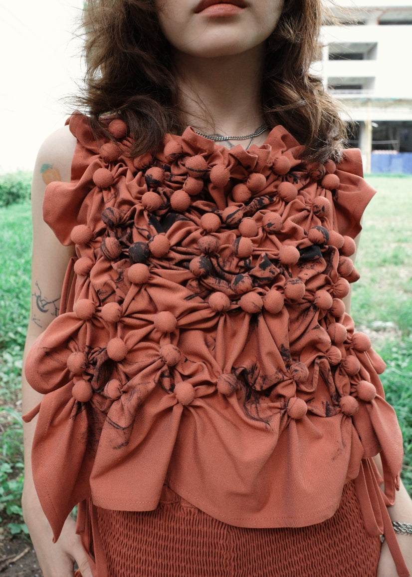 bubble bib top - soft maong rust