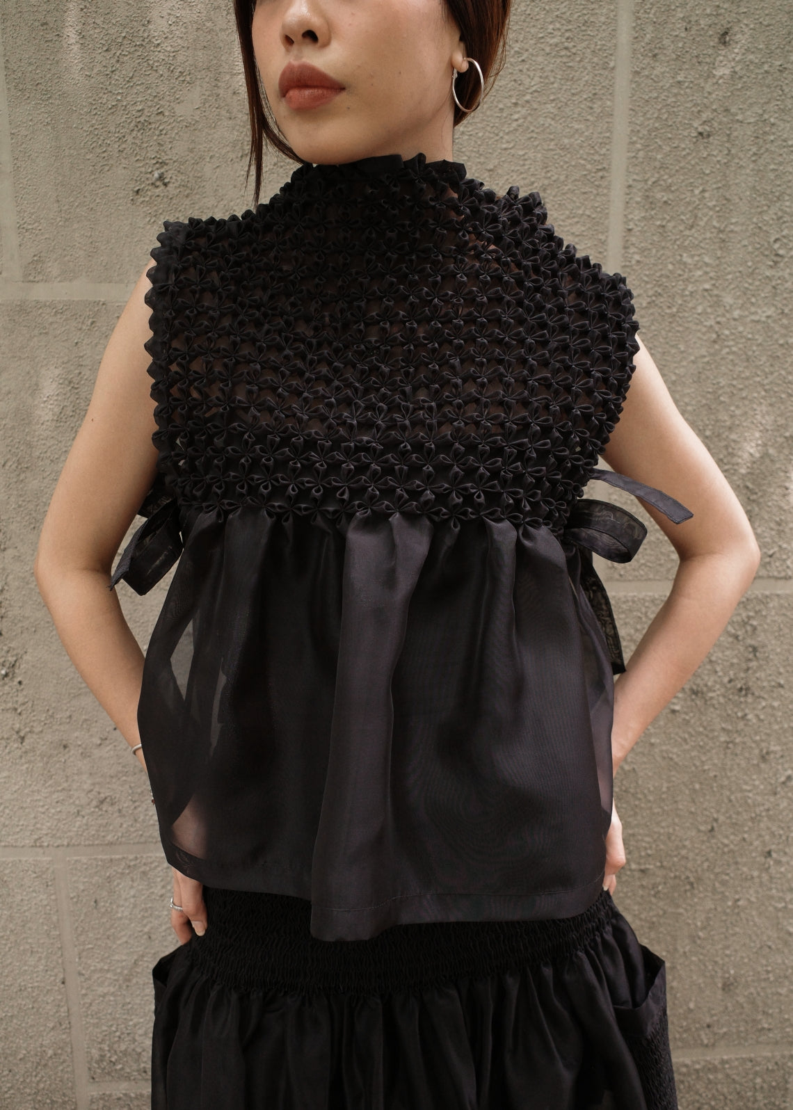 bloom bib top - matte organdy, black