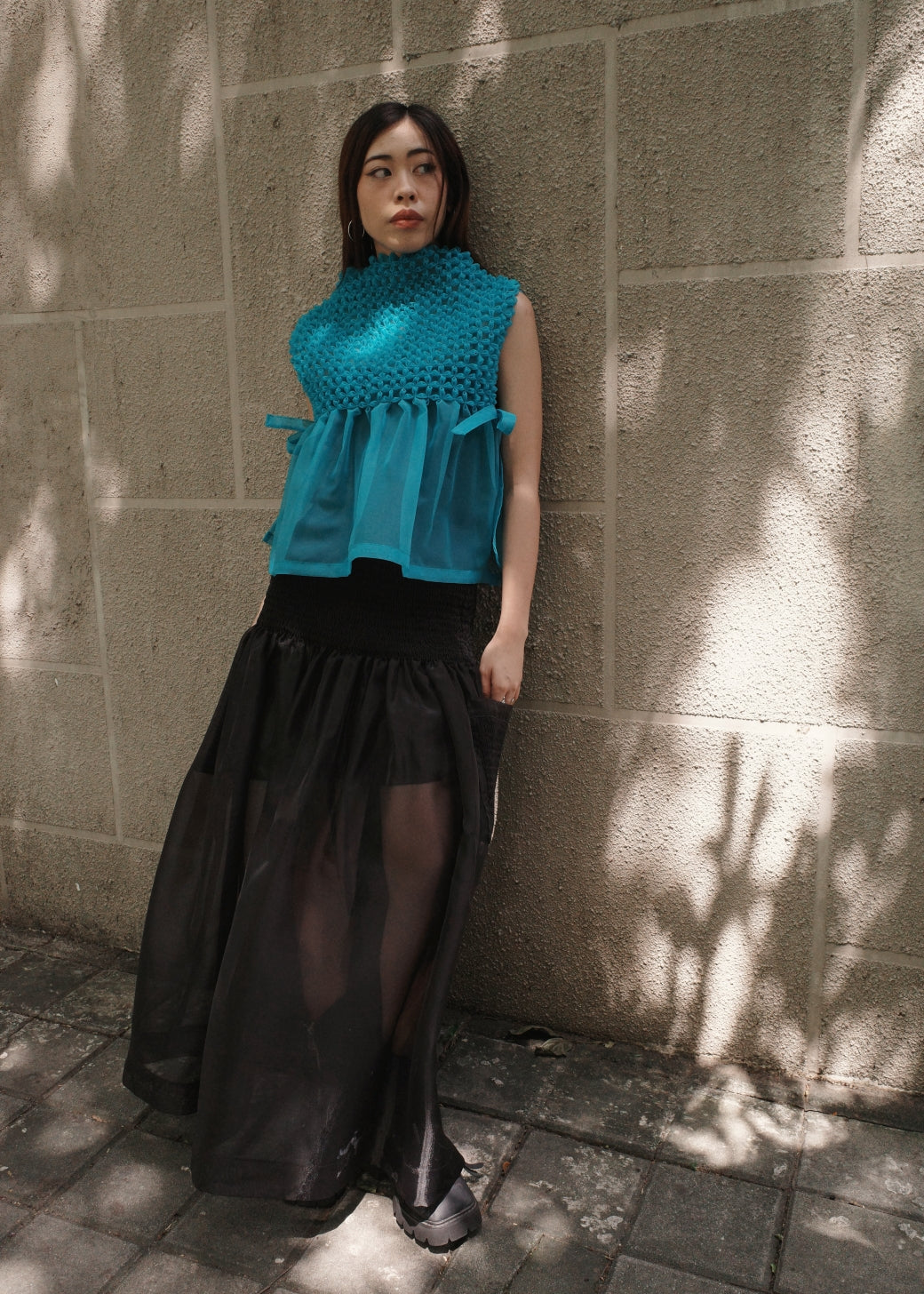 bloom bib top - matte organdy, aqua