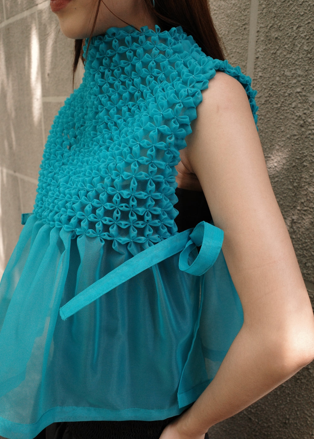 bloom bib top - matte organdy, aqua