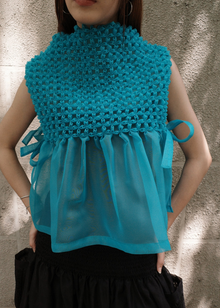 bloom bib top - matte organdy, aqua