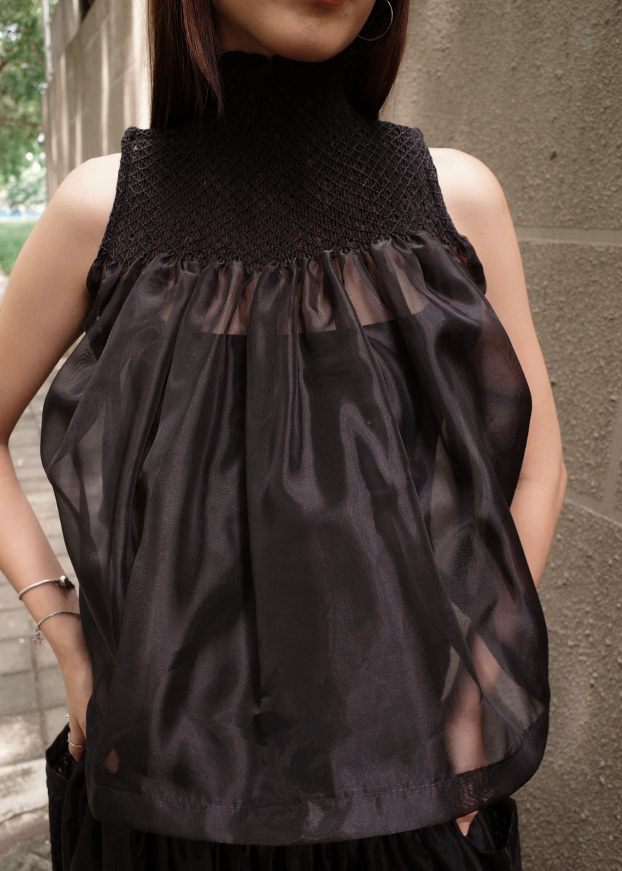 blaire longer top - matte organdy, black