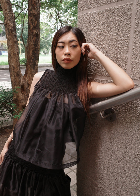 blaire longer top - matte organdy, black