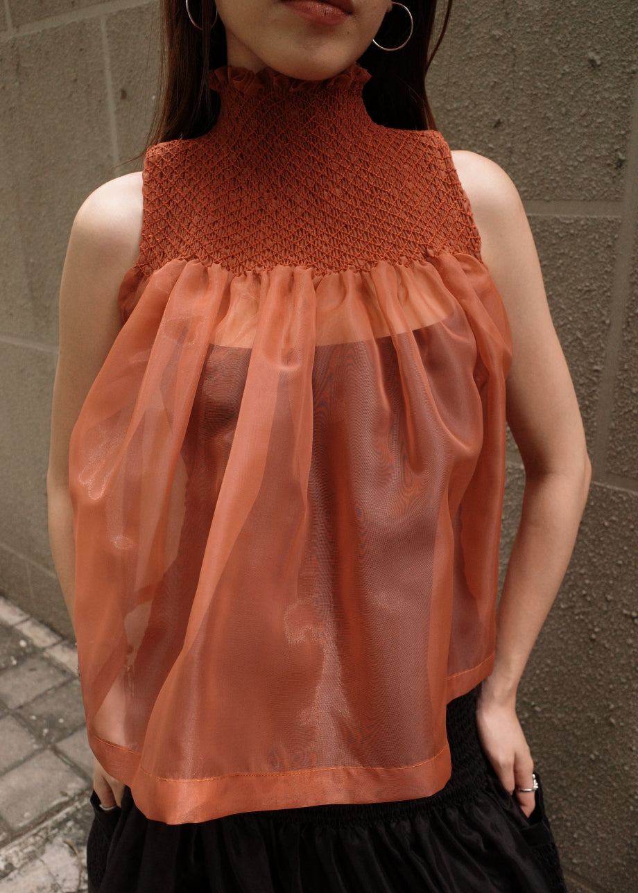 blaire longer top - matte organdy, rust