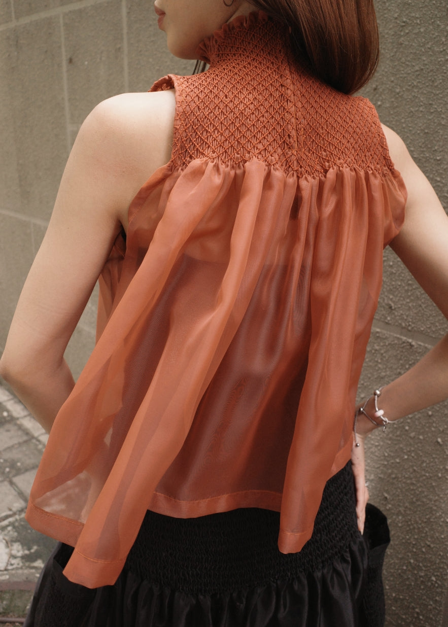 blaire longer top - matte organdy, rust