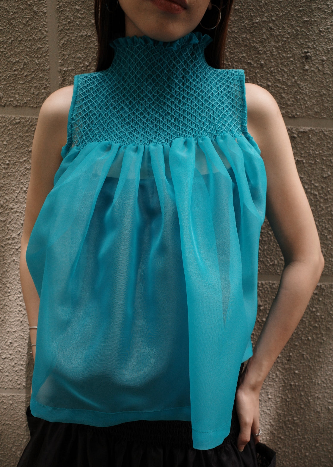 blaire longer top - matte organdy, aqua