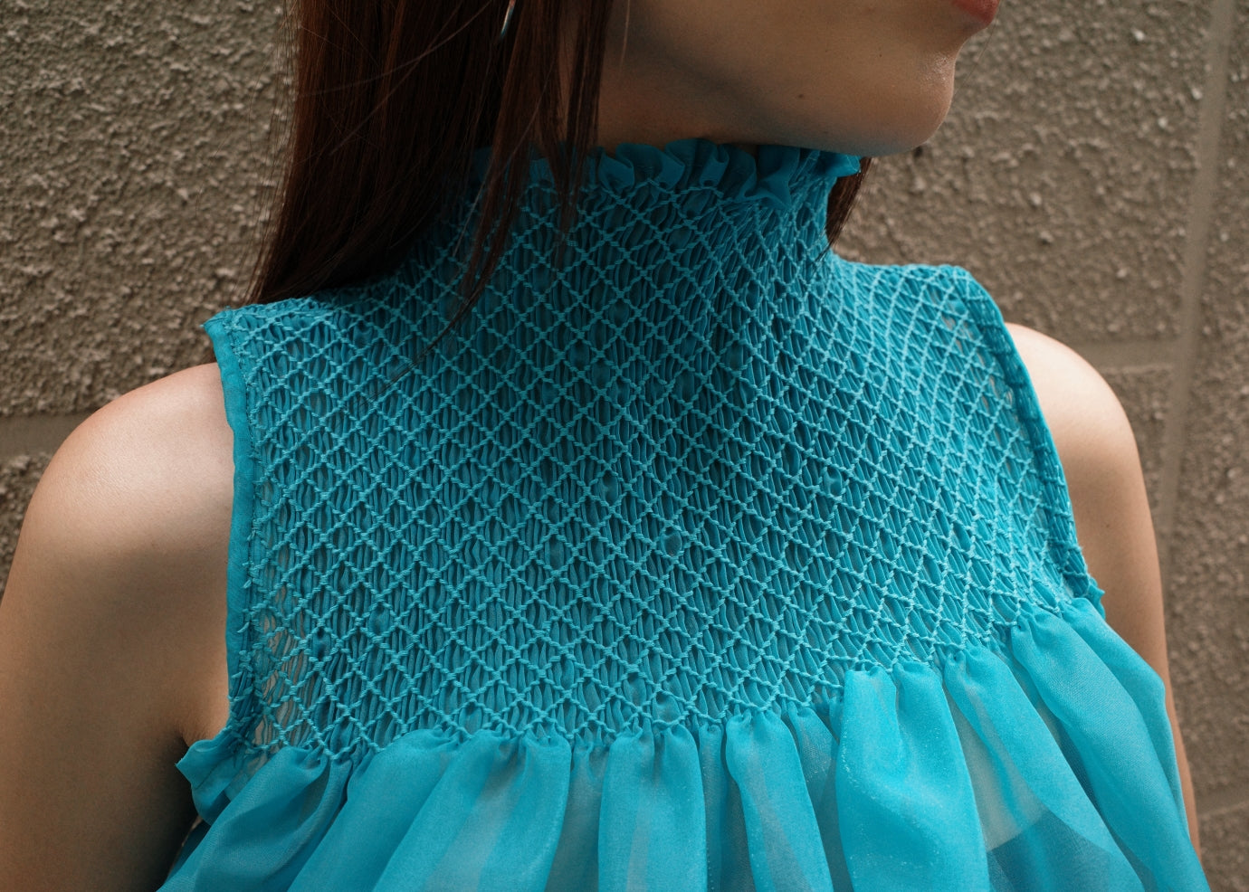 blaire longer top - matte organdy, aqua