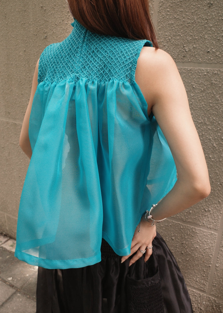 blaire longer top - matte organdy, aqua