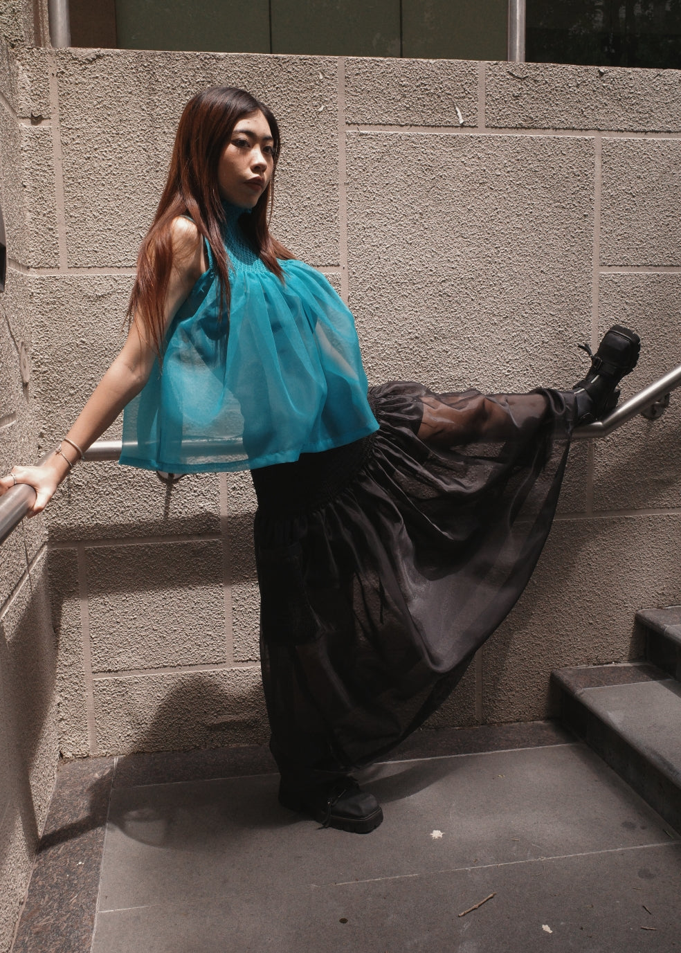 blaire longer top - matte organdy, aqua