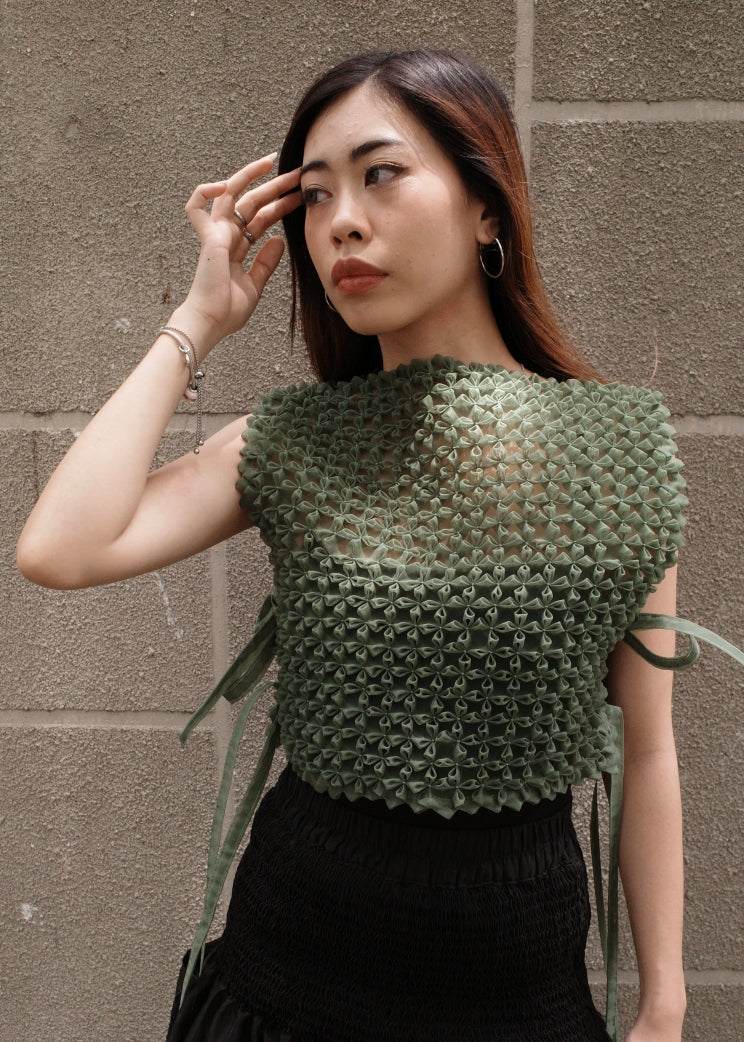 bloom kimona bib - matte organdy, sage green