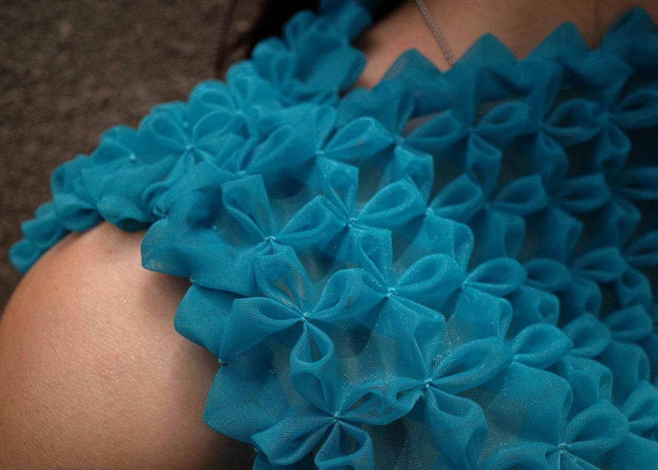 bloom kimona - matte organdy, aqua