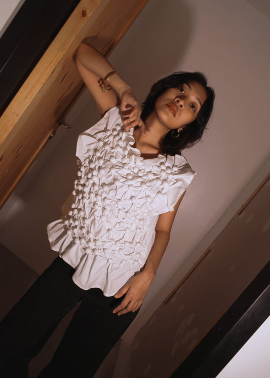 bubble shirt - pure linen, white