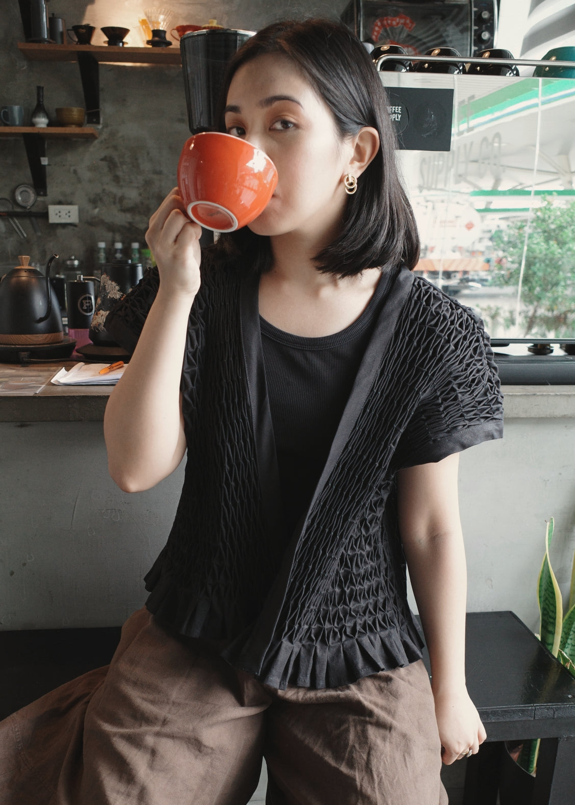 ruri kimono - linen, black