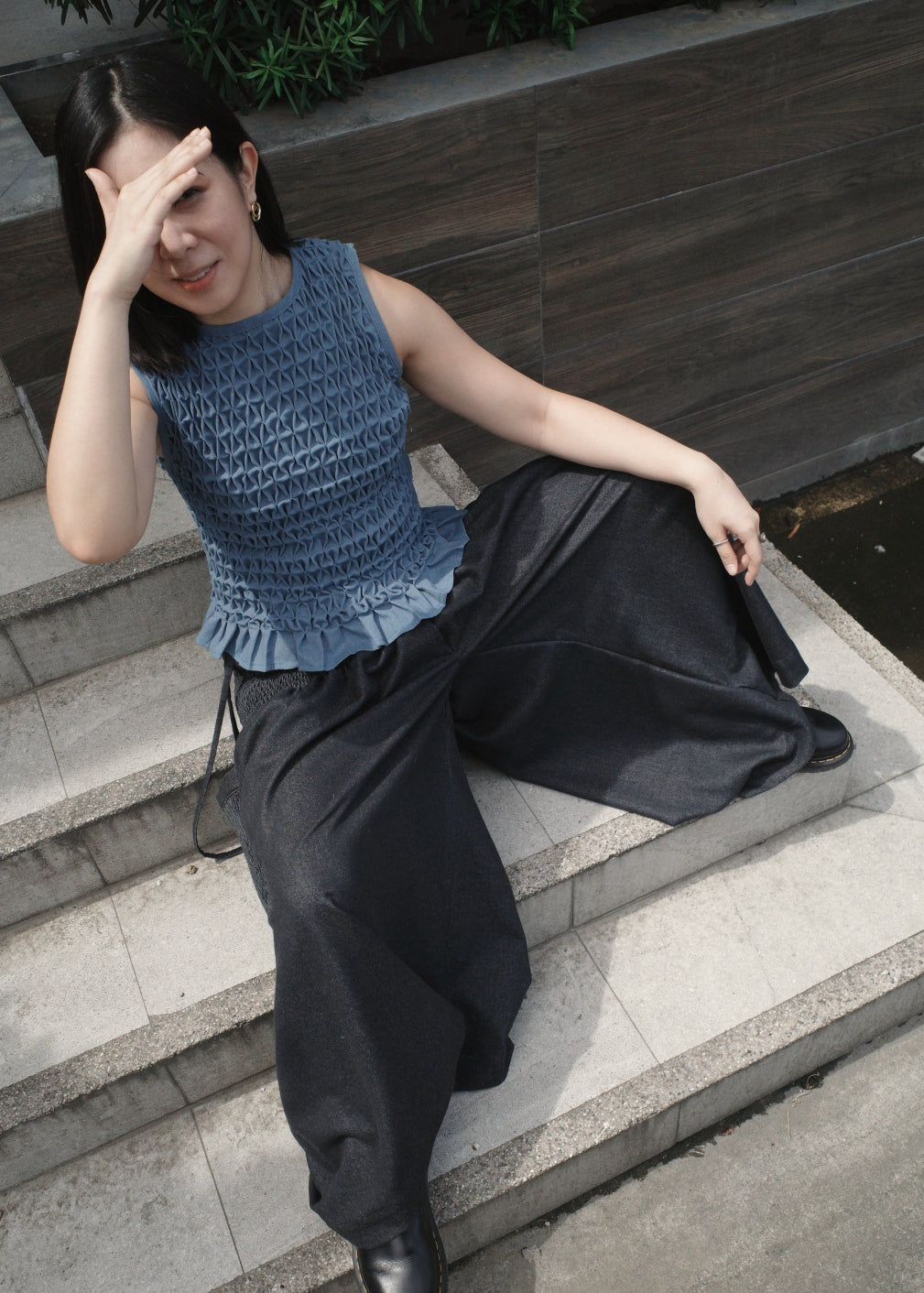 valerie shirt - denim colored linen