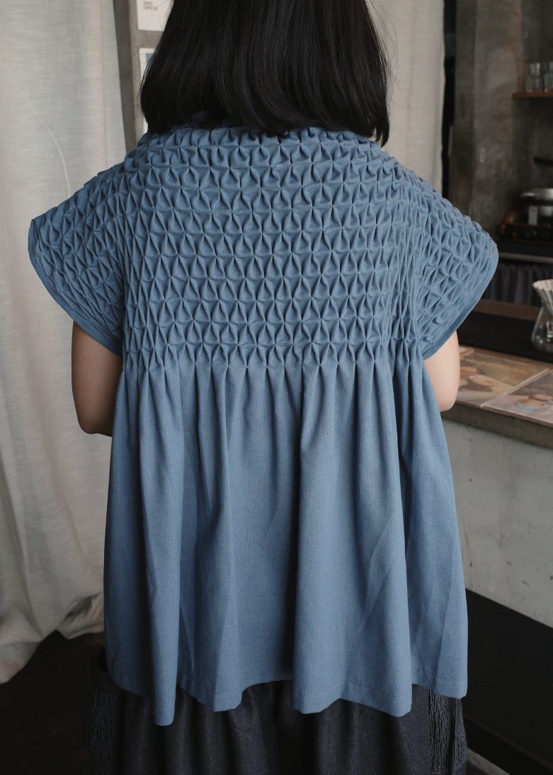 lily top - denim colored linen