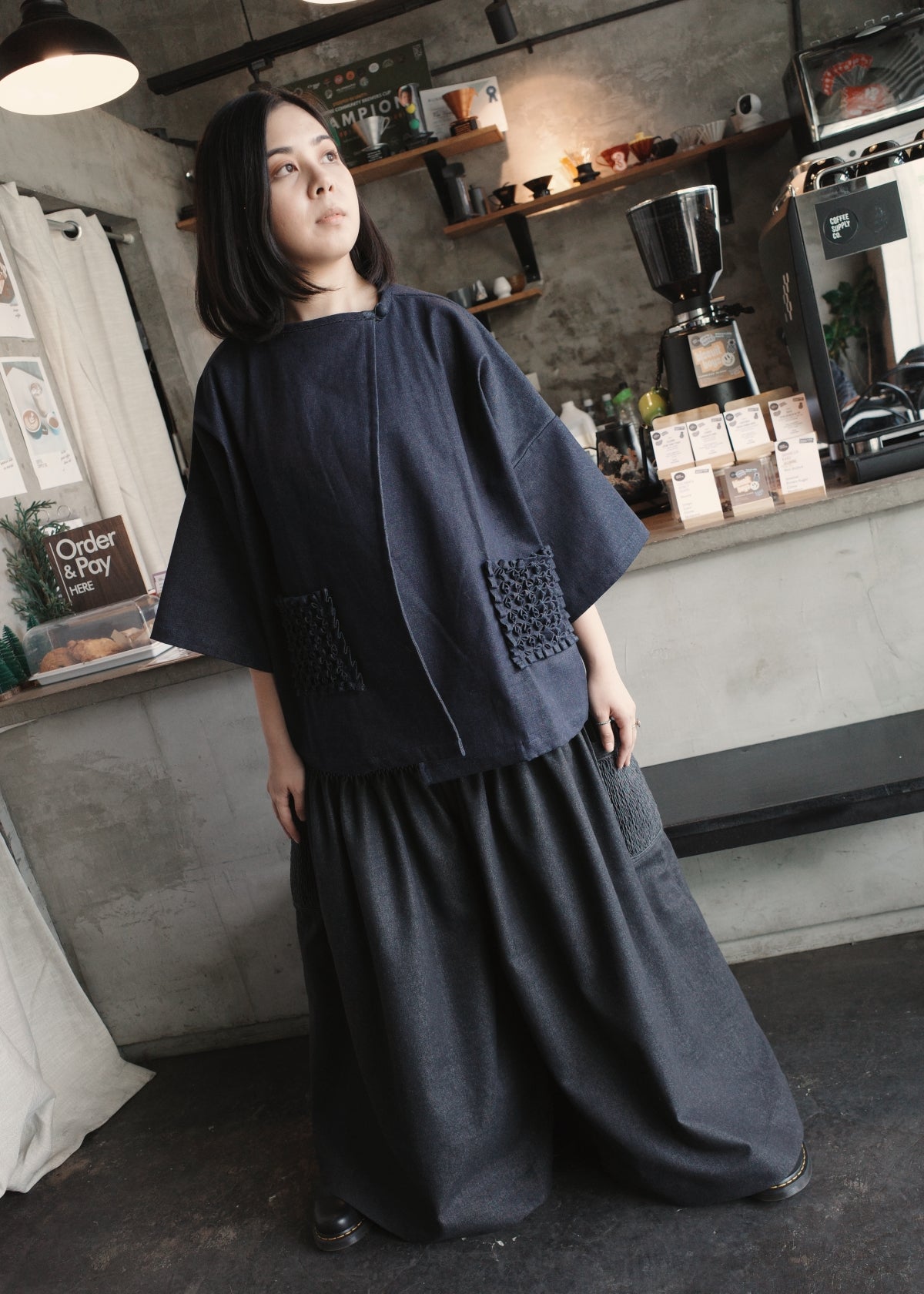 balabal jacket - blue maong