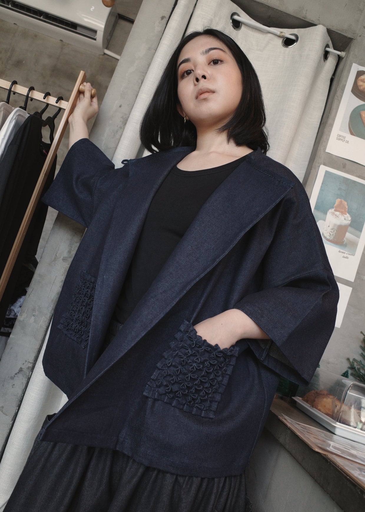 balabal jacket - blue maong