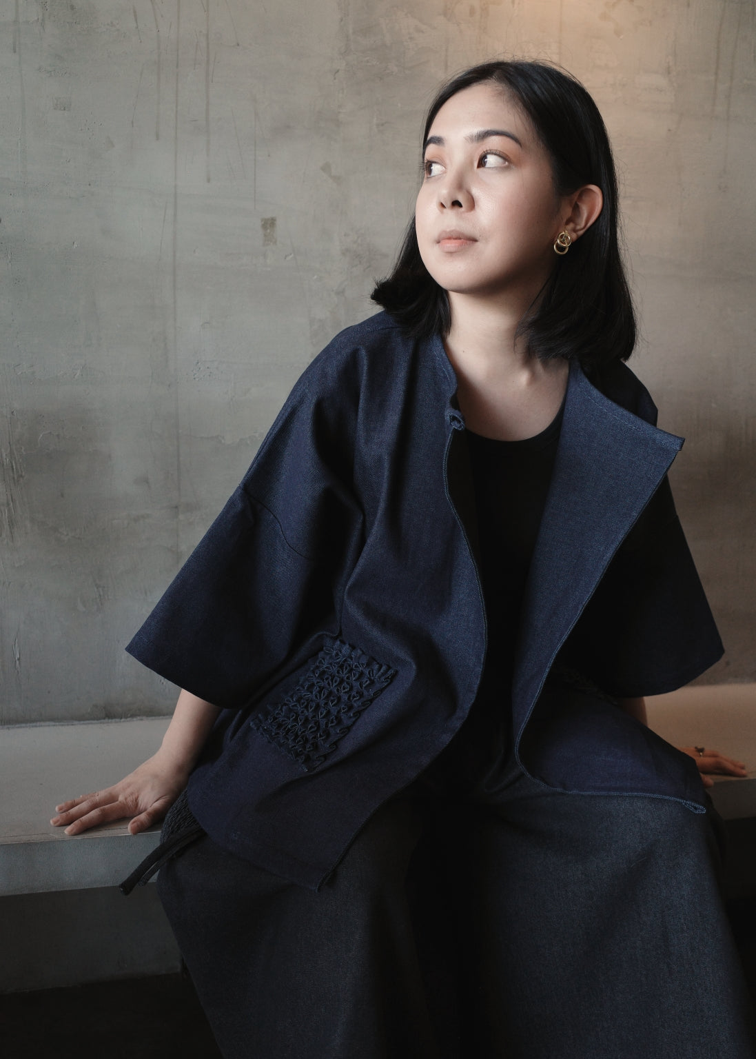 balabal jacket - blue maong