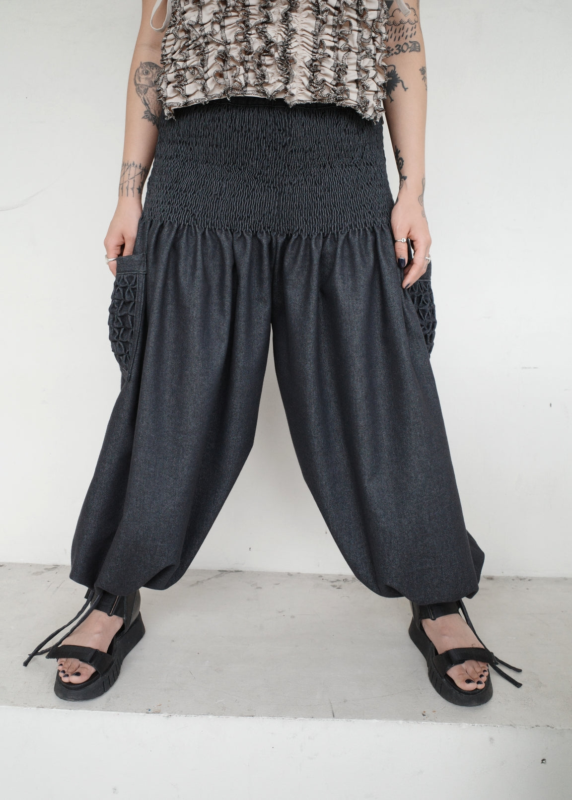 trey pants - soft maong, black