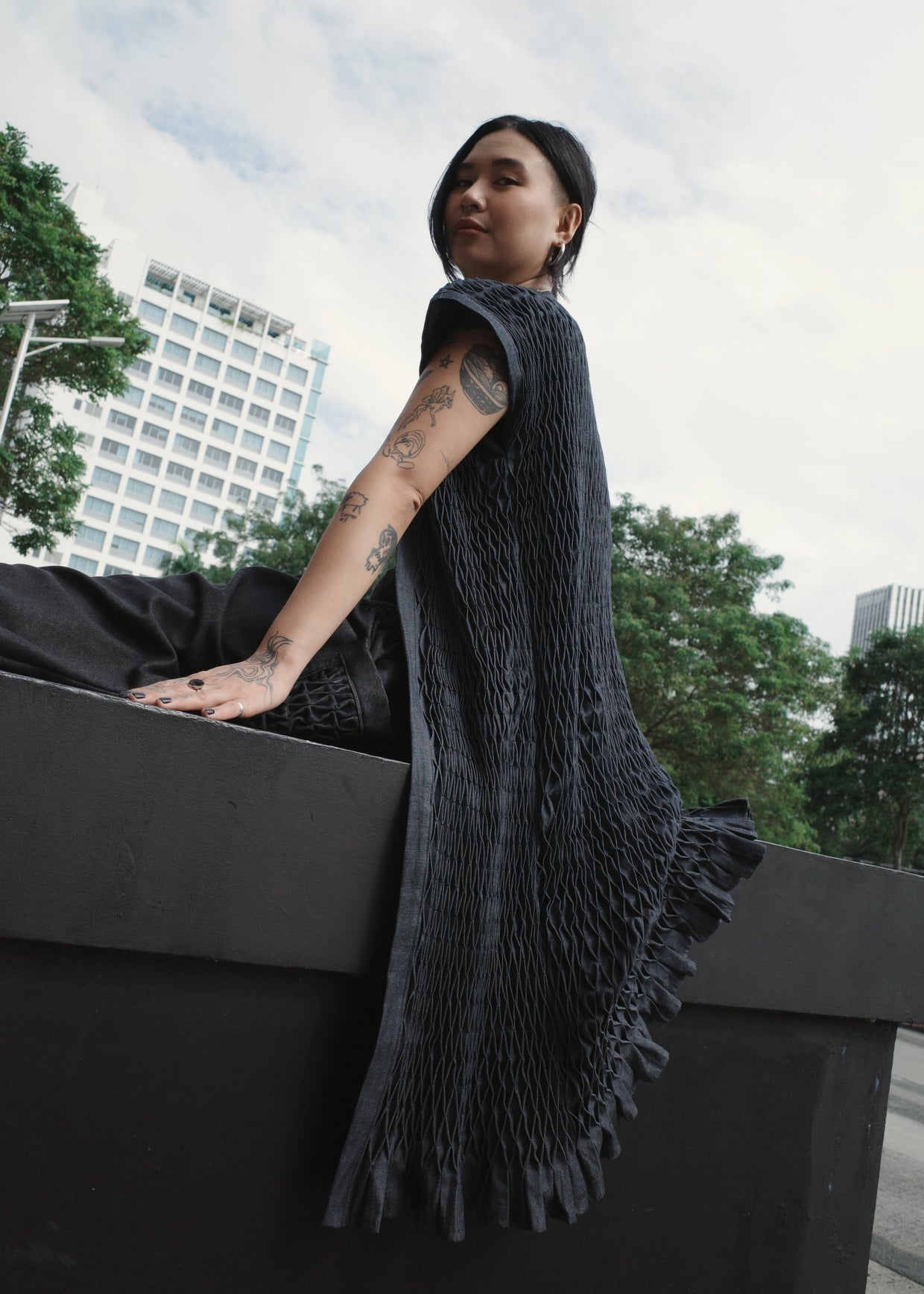 ruri coat  - soft maong, navy blue