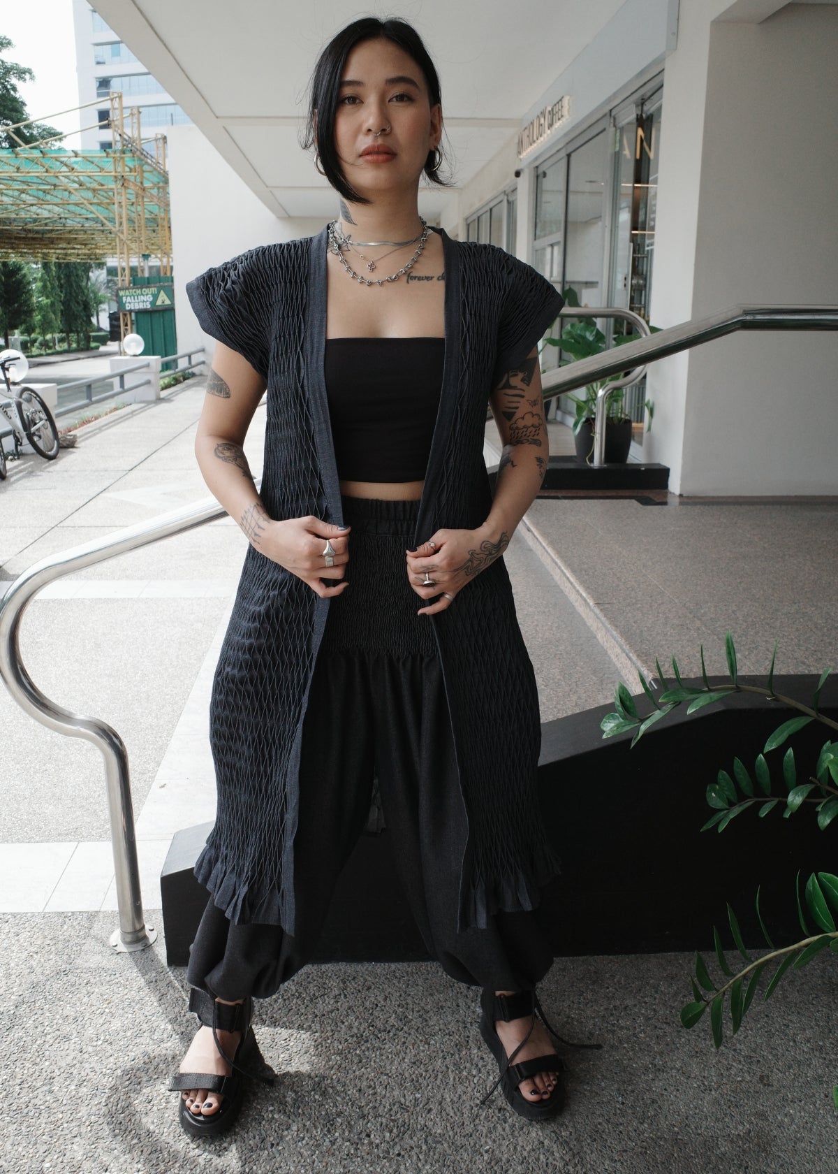 ruri coat  - soft maong, navy blue