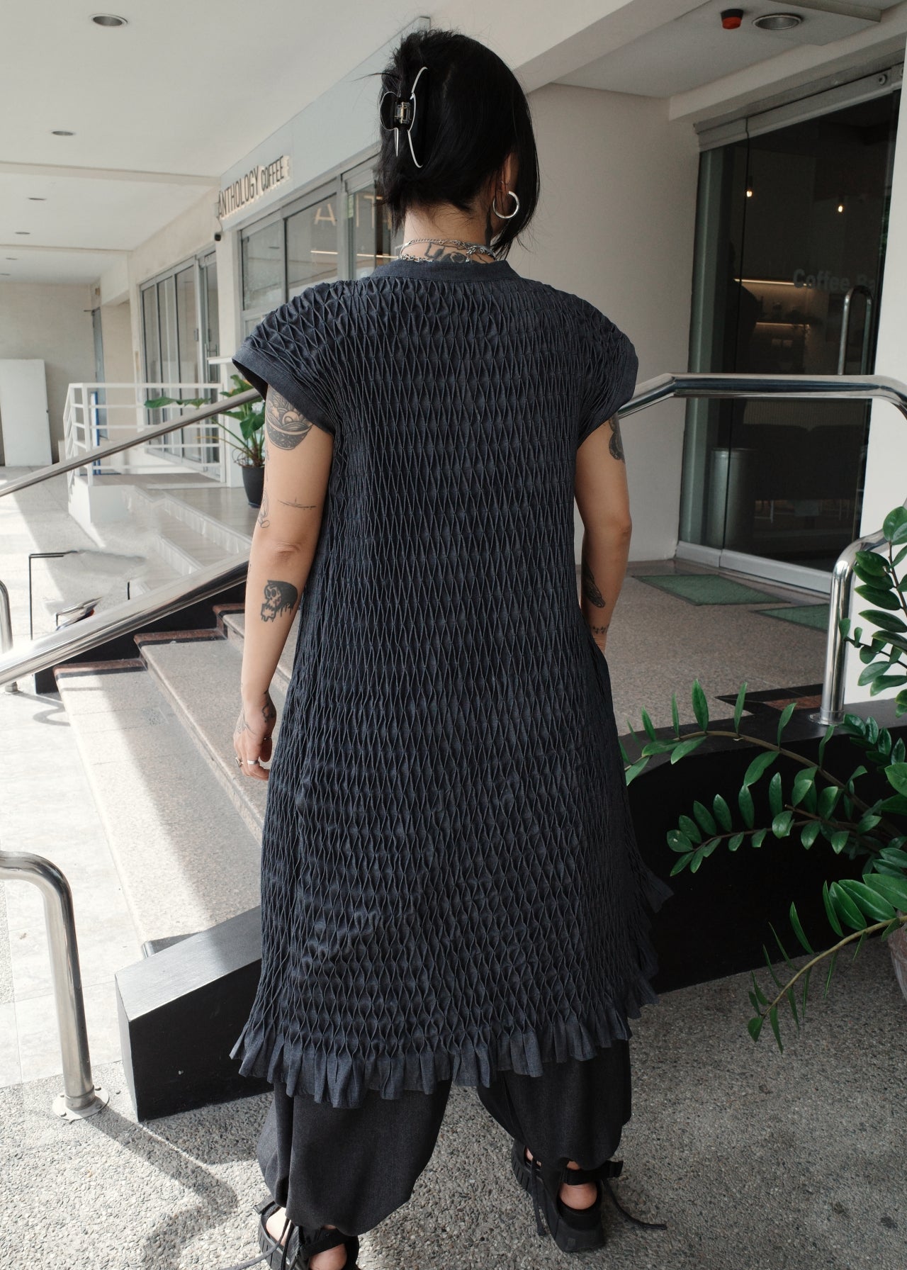 ruri coat  - soft maong, navy blue