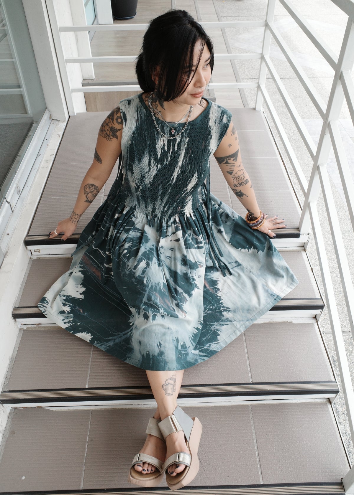helen dress - dyed green