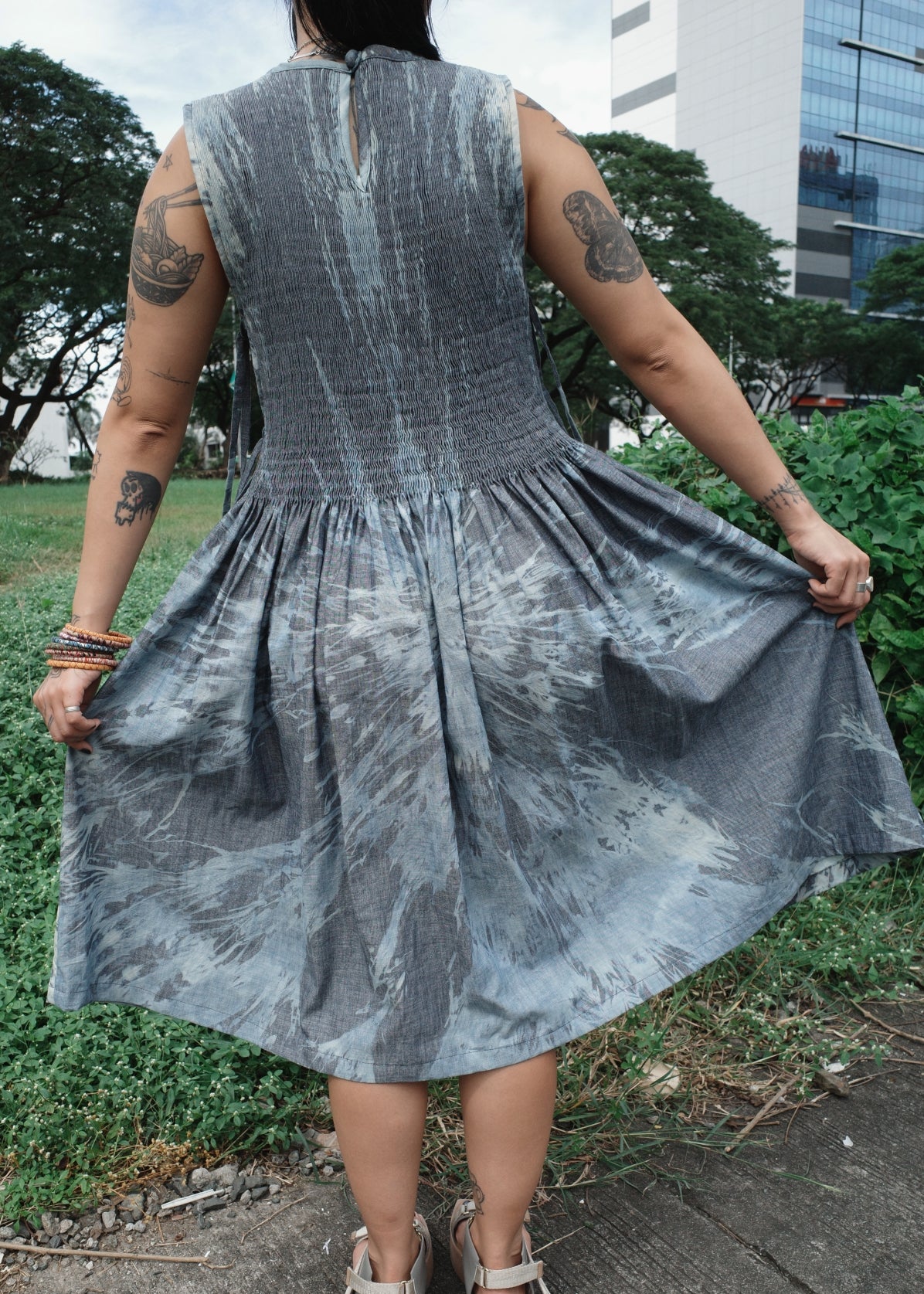 helen dress - dyed, blue chambray