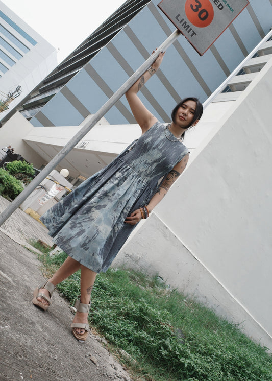 helen dress - dyed, blue chambray