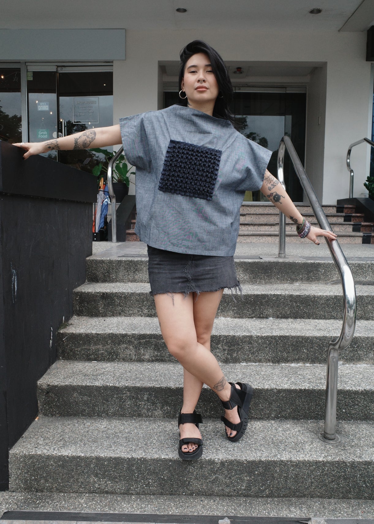 mithi blouse - blue chambray