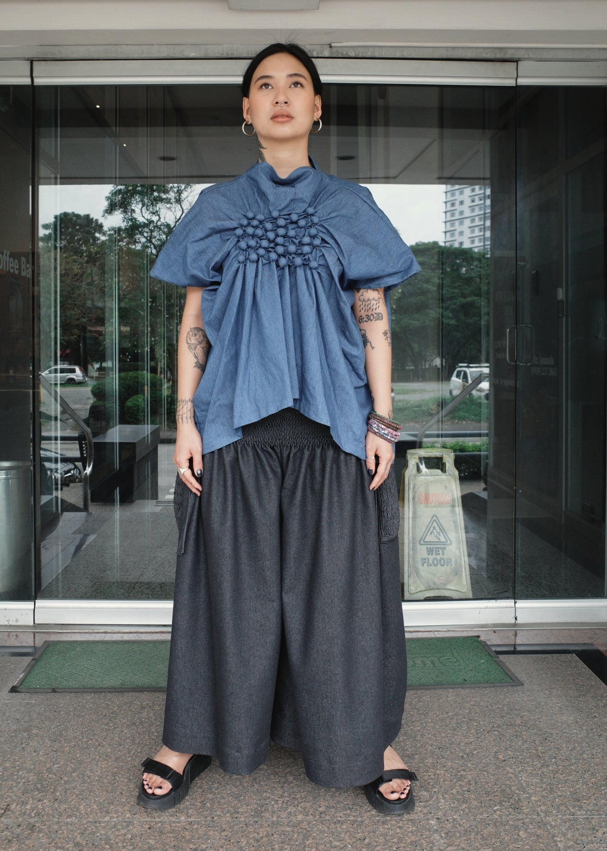 lorina blouse - blue denim