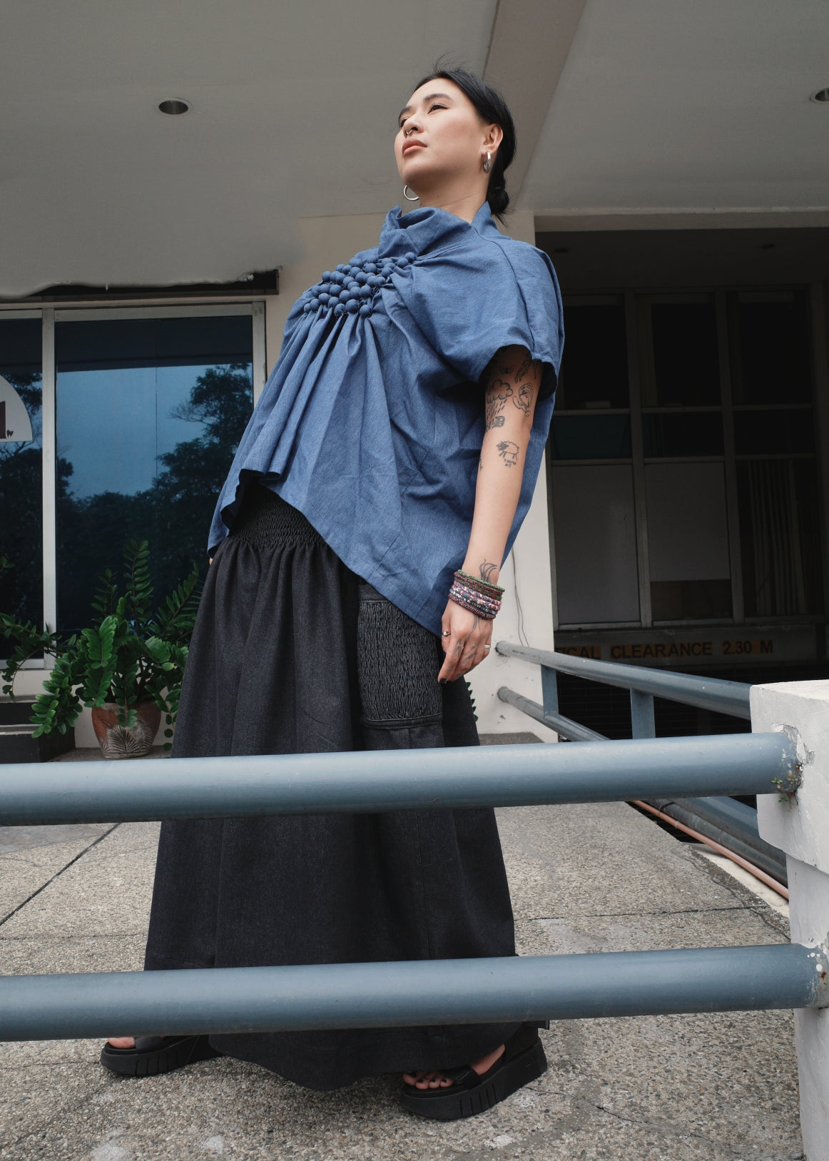 lorina blouse - blue denim