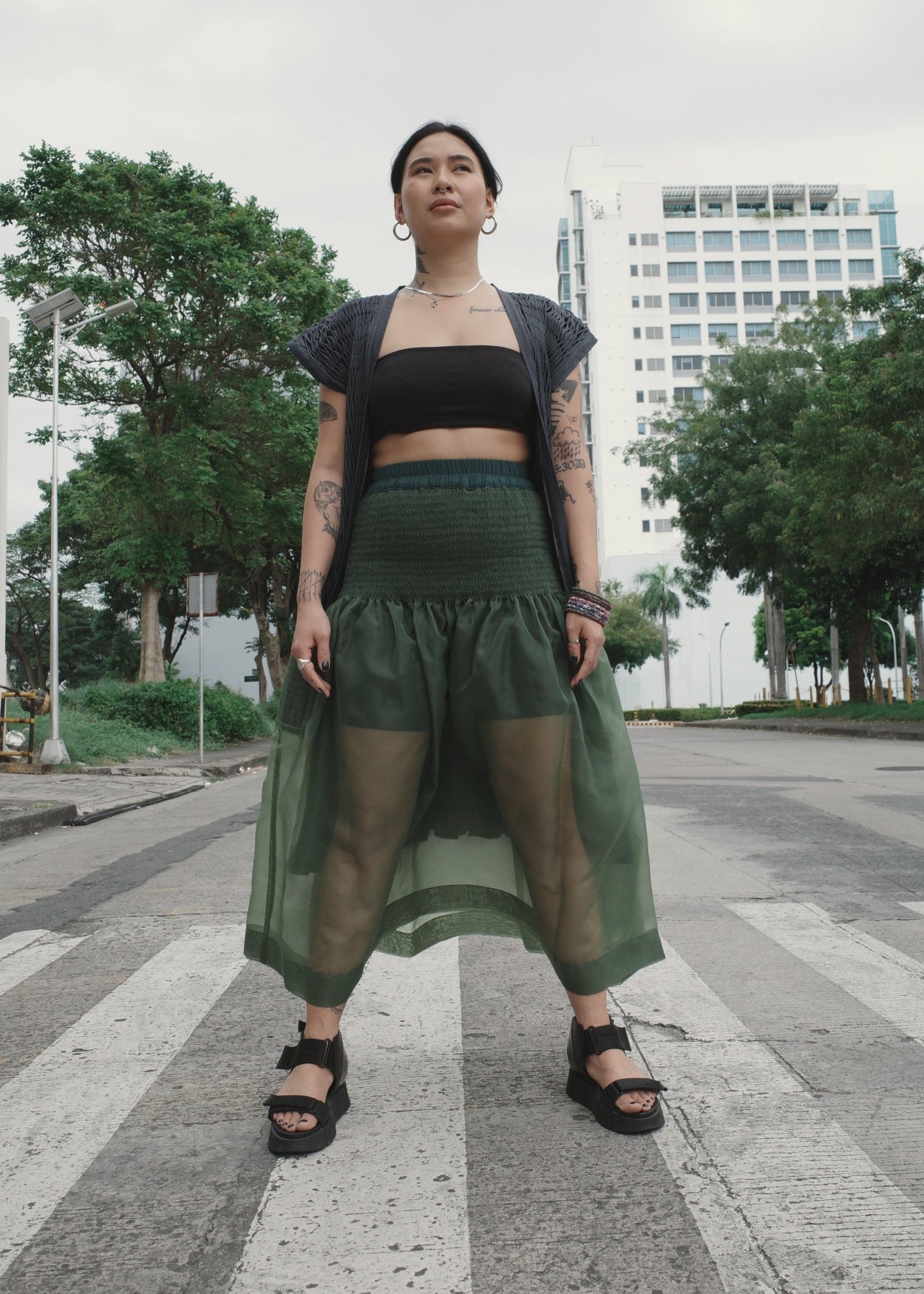 isa skirt - matte organdy, green