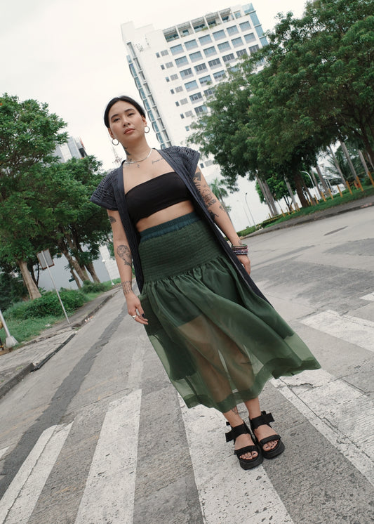 isa skirt - matte organdy, green